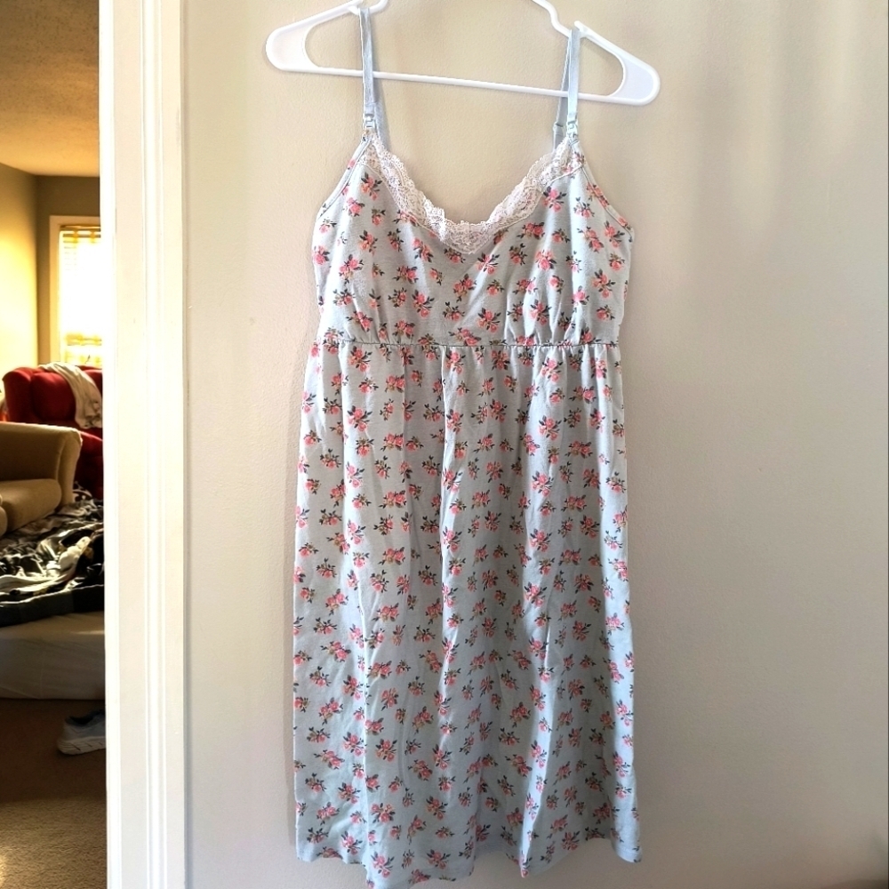 Floral Lace-Trimmed Nightgown Women's Maternity Motherhood Dress